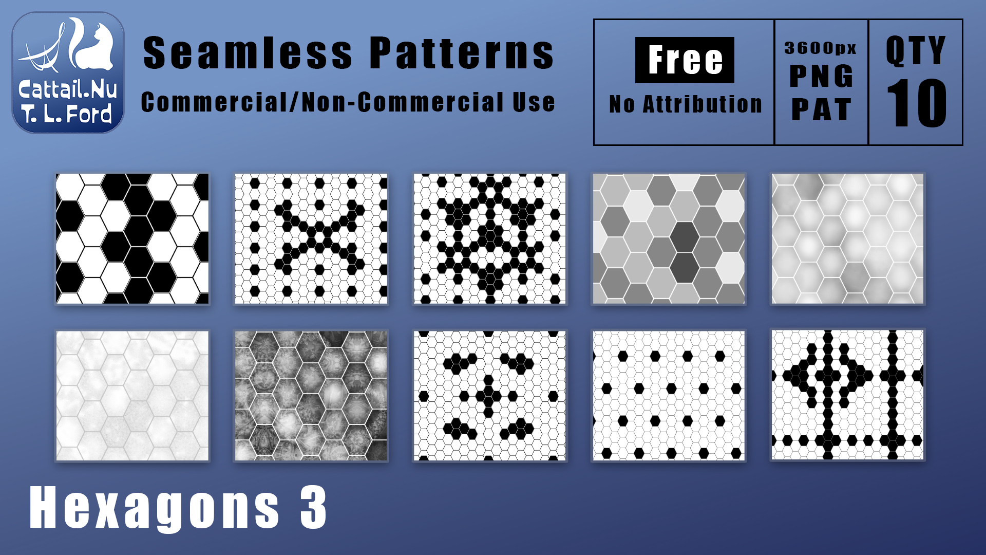 Hexagons 3 Seamless Patterns