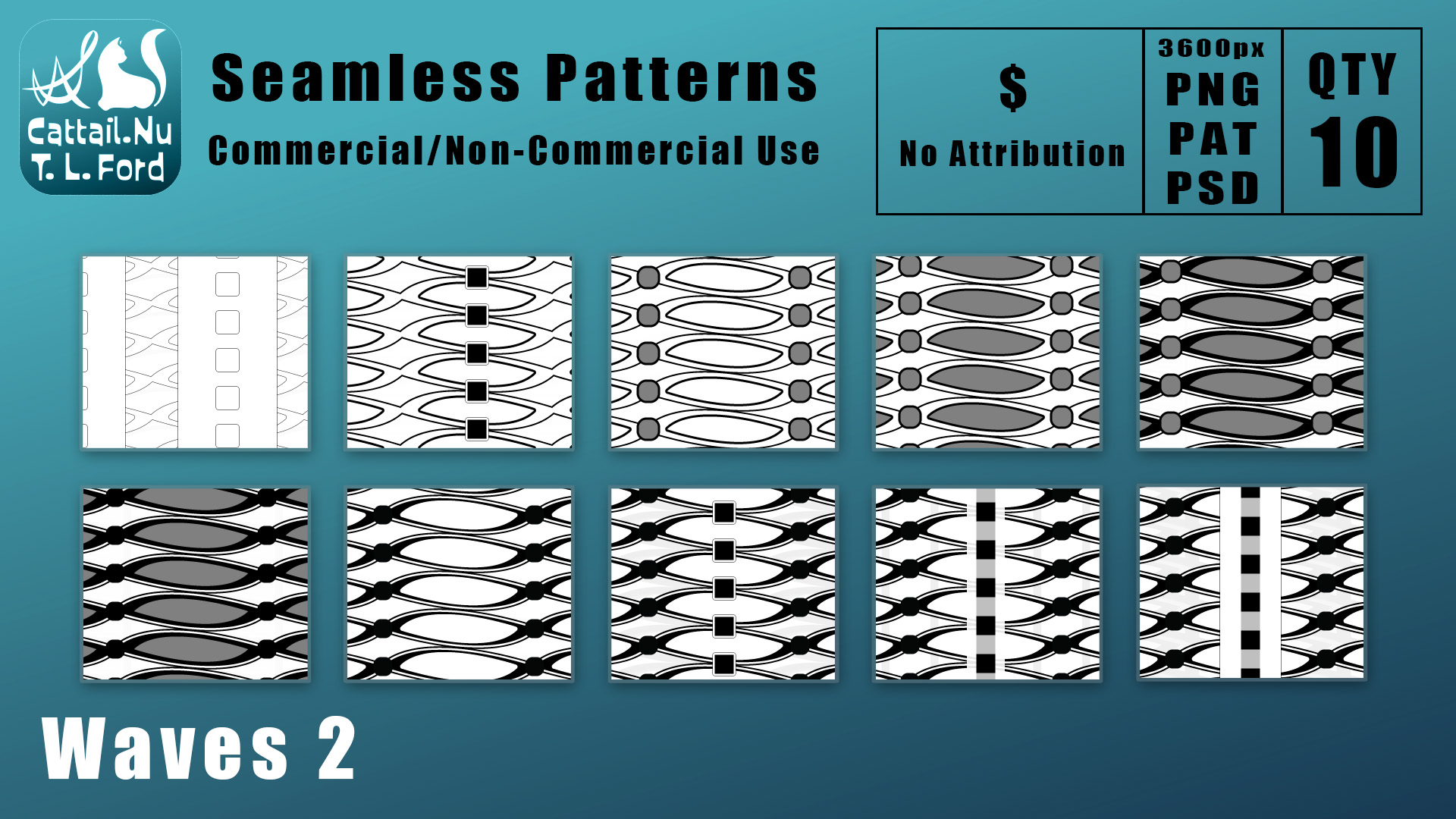 Waves 2 Seamless Patterns